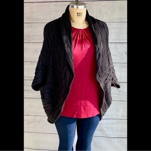 Black Cable Knit Womens Cocoon Sweater